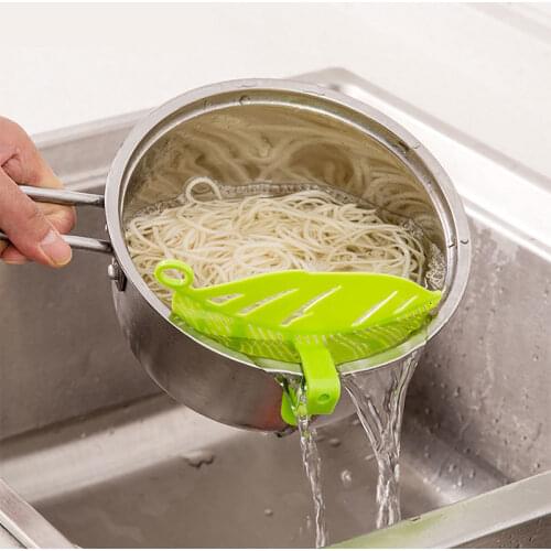 OLOEY Rice Wash Filtering Baffle Sieve Beans Peas Washing Filter Drain Board Snap-type Leaf Shape Rice Cleaning Strainer Gadget