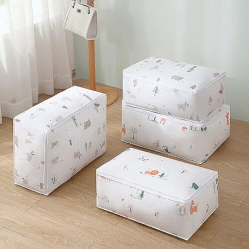 Clothing Quilt Dustproof Storage Bag PEVA Zipper Type Square Printing Moisture-Proof Clothing Classification Finishing Bag