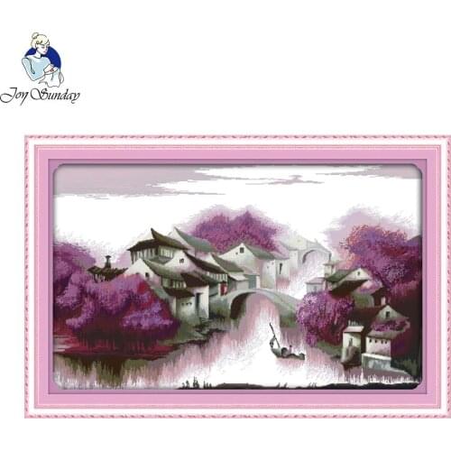 Joy Sunday Purple Dream Decor Painting Counted Print on Canvas 11CT 14CT Chinese Cross Stitch Kits Embroidery Needlework Set