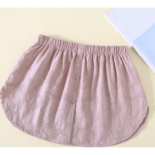 2021 Women Cameo Brown Half-Length Shirt Extender Layering Faux Top Lower Sweep Skirt False Hem Plaid Splitting Undershirt