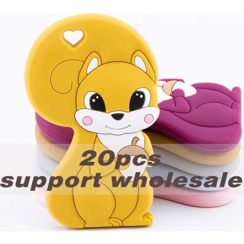 BPA Free Silicone Beads Childens Goods Silicone Squirrel Teether Infant Rodent Necklace Kids Bite Mustard Tiny Rod Baby Teether