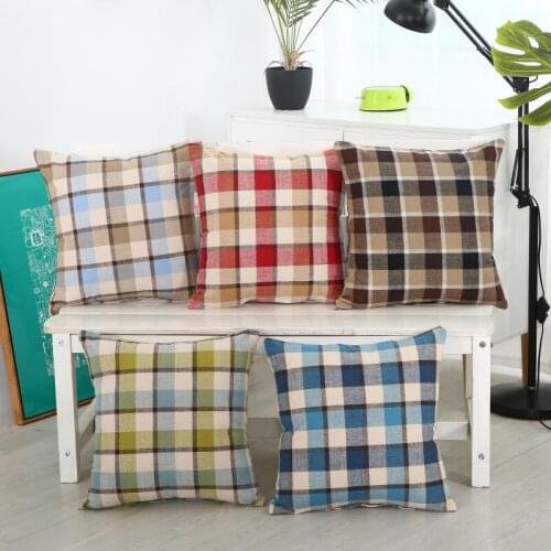Nordic Parrern Colorful Lattice Pillow Case 45 x 45 Cotton Linen Pillow Cases Cushions 5 Colors Plaid Striped Throw Pillow Cases