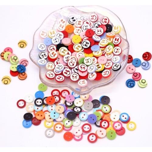 Mixed 11mm Round Smile Acrylic Buttons Handicrafts Supplies for Clothing Hat DIY Handmade Sewing Needlework Accessories 50pcs