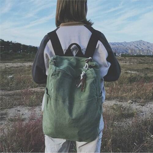 High Capacity Travel Backpack Laptop Canvas Women Backpack Solid Color Female Schoolbag for Teenages Girls mochila mujer