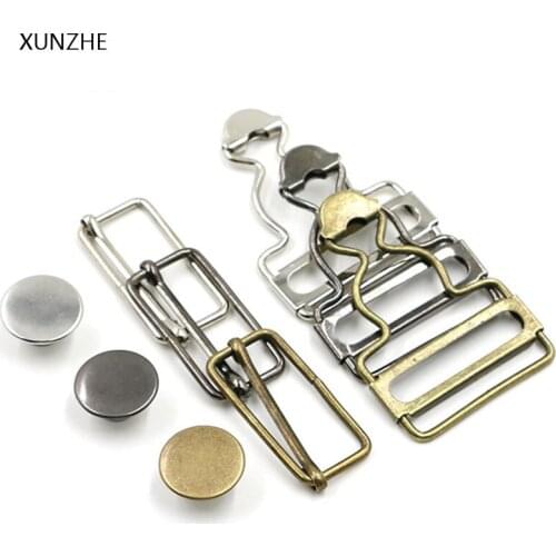 XUNZHE 10 Set Bib Pants With Wire Wear Button Metal Button Girdle Denim Spaghetti Straps Womens Adjustable Buckle Button Jeans