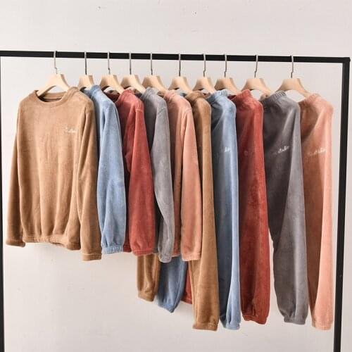 Fdfklak Flannel home clothes new thick warm women pajamas set long sleeve long pant pyjamas female casual sleepwear pijama mujer