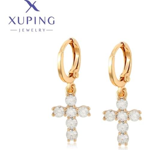 Xuping Jewelry Elegant New Arrival Cross Religion Style Gold Plated Earrings for Women A00756402