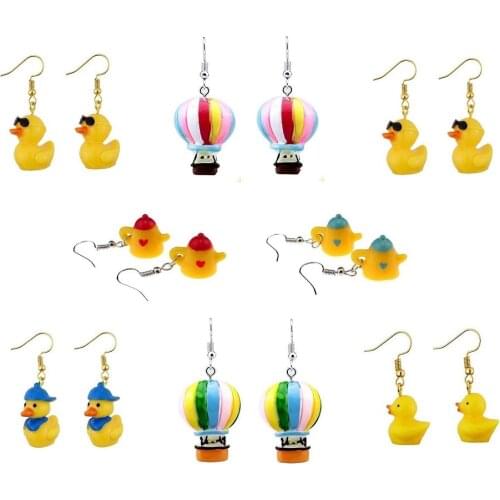 New Harajuku Cute Little Dark Pendant Colorful Heart Drop Earring Creative Emulated Jewelry for Women Girls Friendship Girl Gift