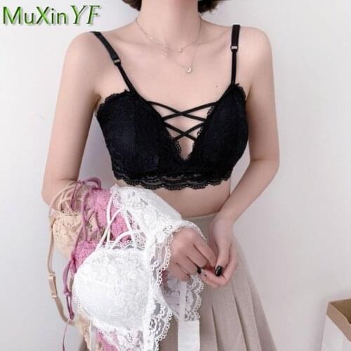 Lingerie Womens Summer Sexy Beauty Back Strap Bra 2021 New No Steel Ring Push Up Tube Top Ladies Lace Underwear Bralette Top