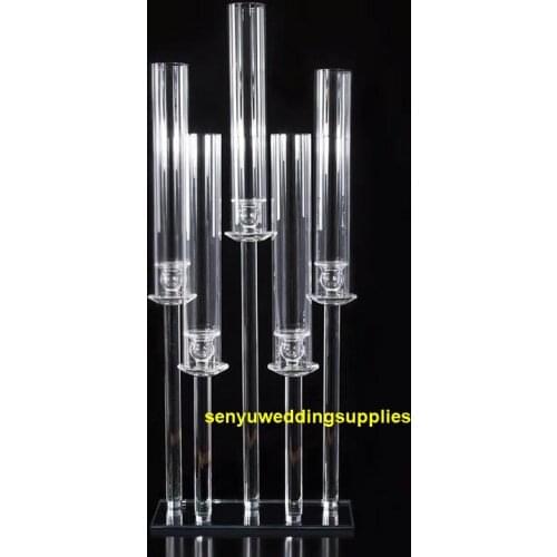 Tall wholesale wedding 6 arms tall crystal acrylic candelabra wedding centerpiece candelabros de cristal
