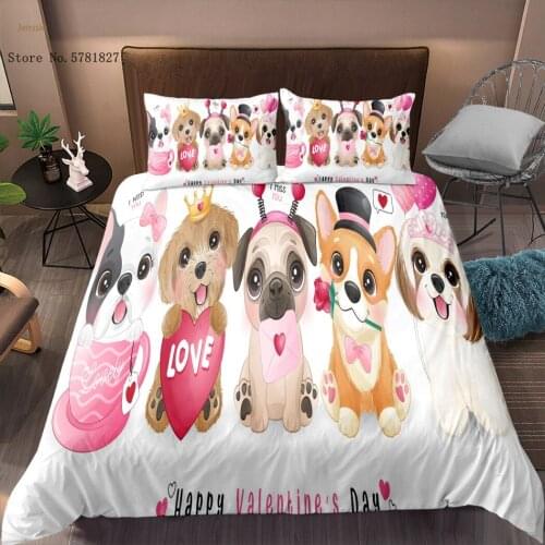 2/3 Pieces Pet Dog Leopard Bedding Set 3D Print Cartoon Pug Duvet Cover Lovely Kawaii Bed Quilt Cover For Bedroom Bedclothes