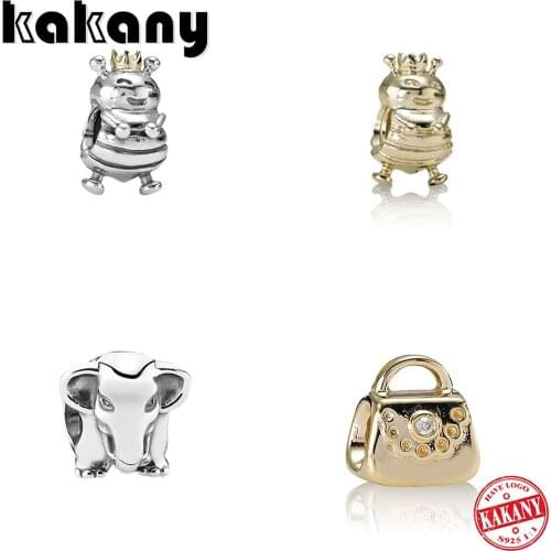 2020 High Quality Fashion Silver Jewelry 925 New Lucky Elephants, Shopping Bags, Queen Bee Ornaments DIY Original Women Jewelry