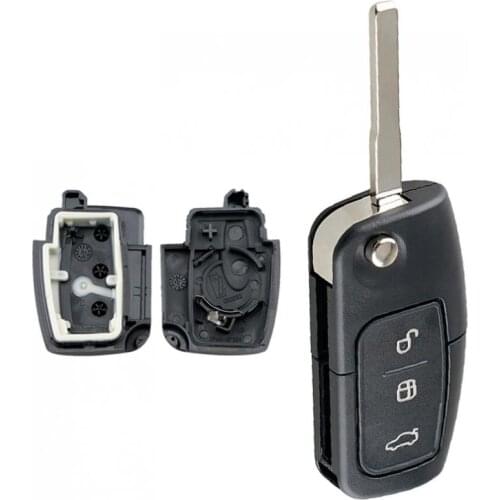 3 Buttons Car Auto Key Fob Case Shell Replacement with HU101 Blade Flip Folding Remote Cover Fit for Ford FOCUS