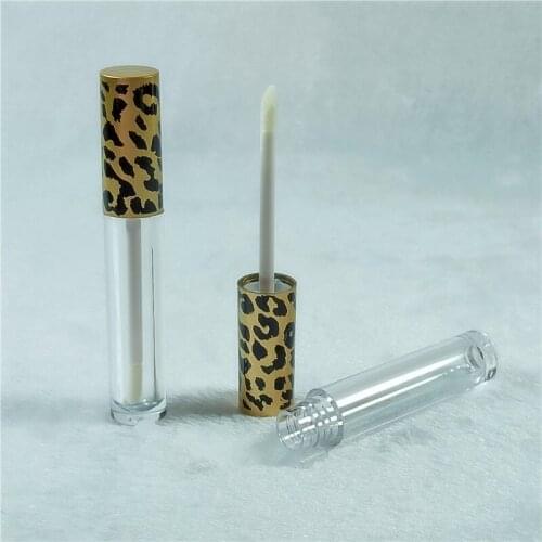 3ml ABS Refillable Lip Gloss Tube Empty Lip Oil Bottle Leopard Print Lip Glaze Container Eyeshadow Brush Wand Tube Makeup Tool
