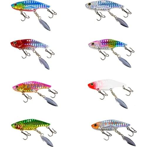 8pc Vib Metal lure fishing Spoon lures Sequins spinnerbait vibrating light japan fishing tackle goods grip swivel jigging winter
