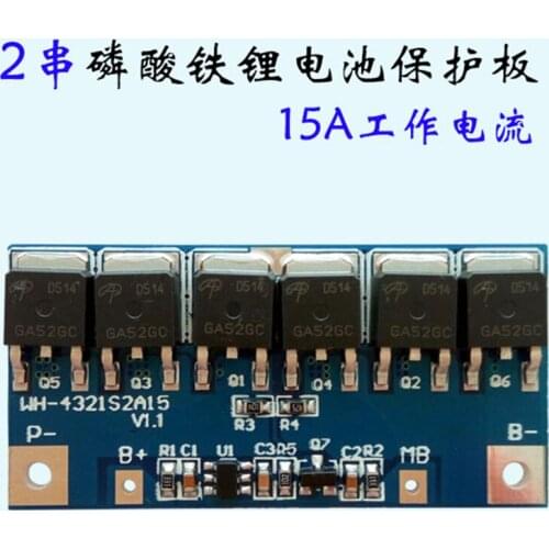 2pcs 6v 6.4v LiFePo4 2S BMS 15A 12A 10A Battery PCB Protection Board High Current for 3.2v 32650 26650 7.3v 7.2v LFP Cells Pouch