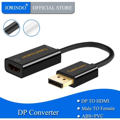 Active DP to HDMI, JORINDO DisplayPort to HDMI Adapter, Support 4K x 2K & 3D Audio/Video, (Eyefinity Multi-Screen), White