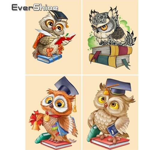 Evershine 5D DIY Full Square Diamond Embroidery Owl Diamond Painting Animal Cross Stitch Kits Rhinestone Art Home Decoration