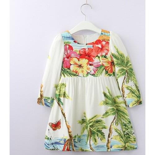 Beenira European And American Style Dress 2020 Summer Children Short-Sleeve Flower Patter Party Dress Design 4-14Y Baby Clothes