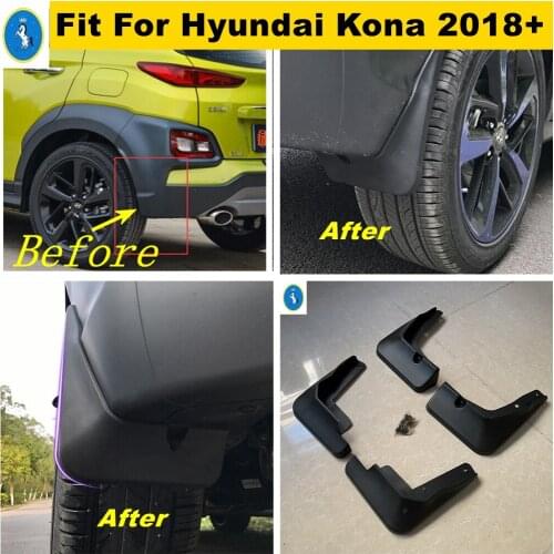 More Protection Kit Front & Rear Molded Mud Flaps Mudflaps Splash Guards Mudguards Fender Cover Fit For Hyundai Kona 2018 - 2020