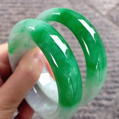 Natural Emerald jade Bracelet 52-64mm Charm Jewellery Fashion Accessories Hand-Carved Man woman Luck Amulet Gifts New