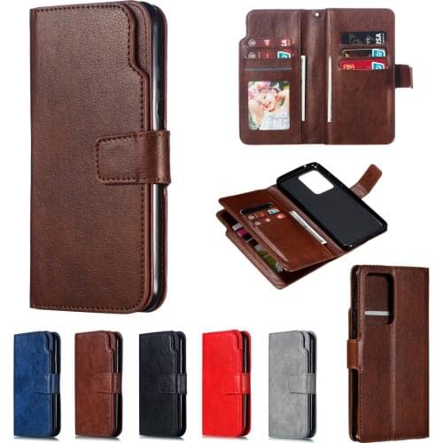 Retro Flip Leather 9 Cards Wallet Phone Case For Samsung S20 Note 10 Plus 8 9 A70 A50 A40 A8 A7 A6 A20E S8 S9 S10 Plus S7 Edge