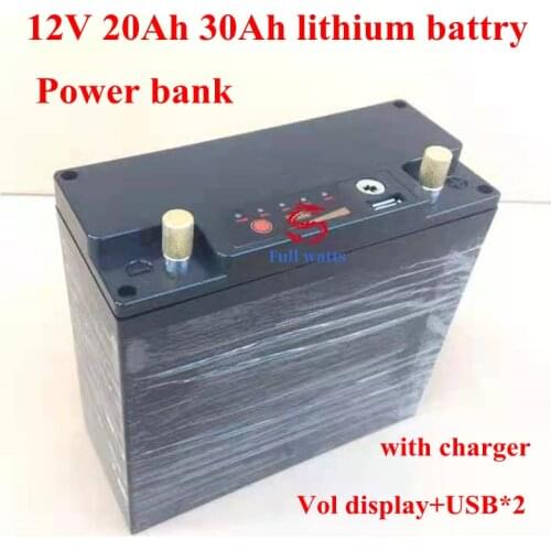 12v 20ah lithium battery Power display and USB sprot li ion 18650 3s bms for 250w Street Light Inverter camper van + charger