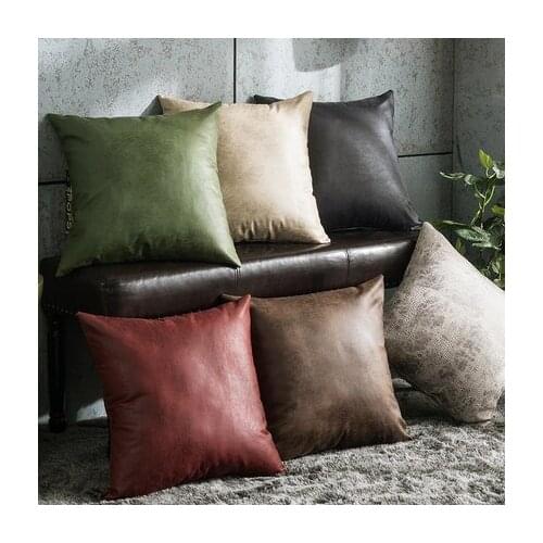 Pu imitation leather cushions cover pillow Case Pure 45x45 American backrest pillow case Soft Home Decorative Pillow cover