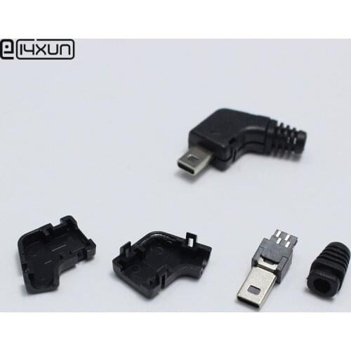 2set Mini USB 8 Pin Male jack Plug 8P Nickel Plated Angle Head Connector 4 in 1 DIY Black Plugs for Digital Camera