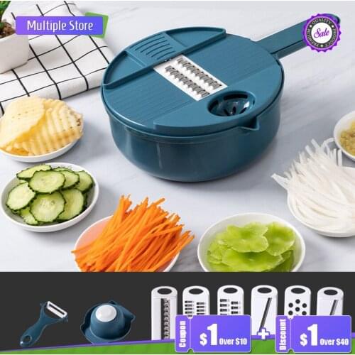 Multi Function Vegetable Cutting Tool Fruit Slicer Kitchen Accessories Cutter Gadget Chopper Grater Shredder Manual Grinder