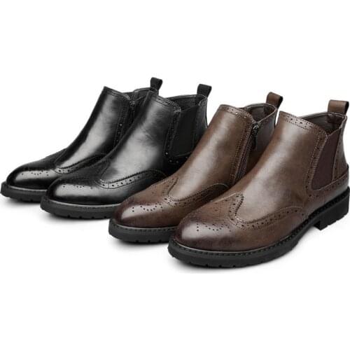 Man Booties Spring Leather High Quality Work Casual Brand Mens Boots #MXZ811661