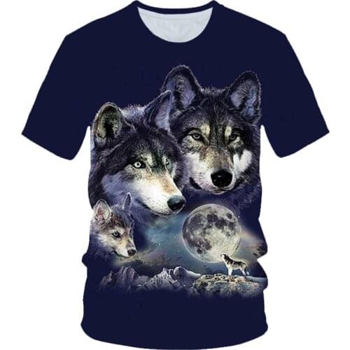 Novelty 3D Wolf Mens T-Shirt Summer Personalized Clothes Casual Tshirt O-Neck Short Sleeve Fashion Animal T shirt Men clothing