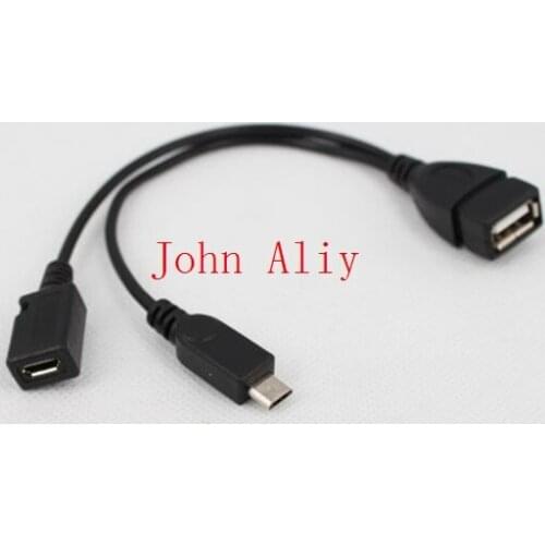 Wholesale new arrive Micro USB 2.0 Male To USB Female Host OTG Cable + Micro USB Adapter Y Splitter