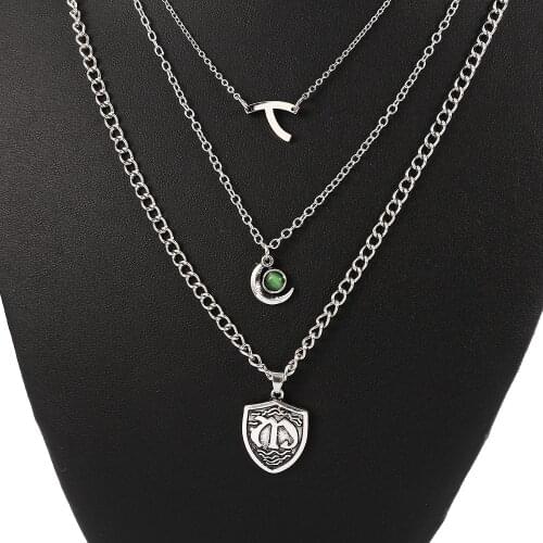 Anime 3 Layers The Seven-Deadly Sins Shield Necklaces Nanatsu No Taizai Pendant Necklace for Men Choker Jewelry Accessories