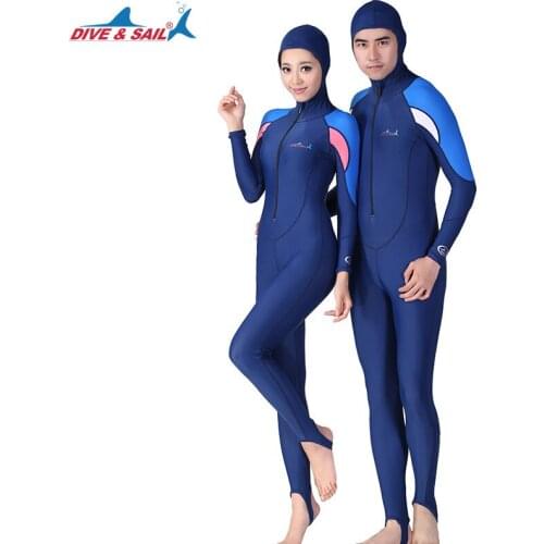 DIVE&SAIL Adult Full body Summer Swimsuit UPF 50+ Rushguard Wetsuits Lycra Diving Skin Men Women Jumpsuit Long Sleeves Swimwear