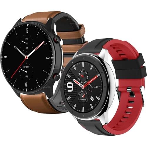 For GTR 2E Silicone Leather Strap For Huami Amazfit GTR 47mm GTR 2 2E Bracelet Amazfit Pace Stratos 2 2S 3 Watchband Correa