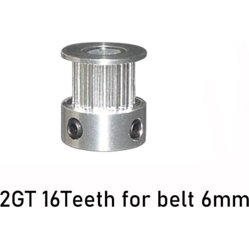 3D Printer Pulley Aluminum Timing Pulley 2GT 16teeth Bore 3/ 3.17/ 4/5/6/ 6.35mm Pulley for 2GT Belt Width 6mm GT2 16 Teeth 1pcs