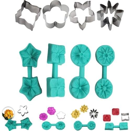 Flowers Impression Mold Silicone Veiner Mold Cake Decorating Fondant Sugarcraft Cake Mold for Sugar Flower Petal Mold Leaf Mold