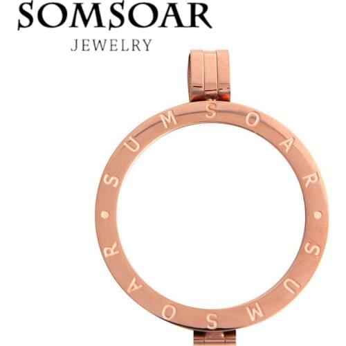 Somsoar Jewelry 35MM My Coin Holder Frame Pendant with Carving Fit 33MM Deluxe Coin For Women Gift 5pcs/lot t