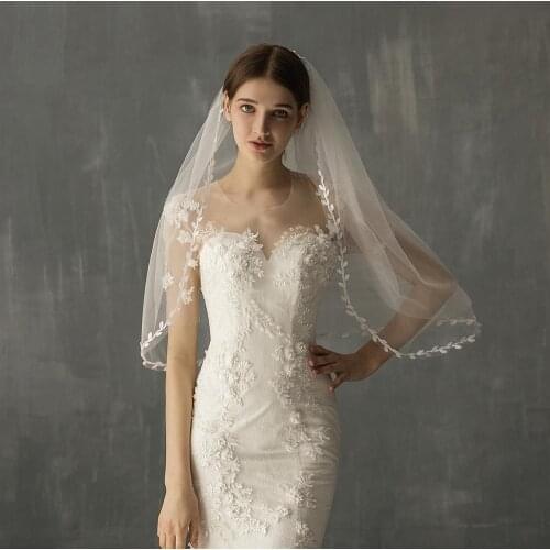 New Arrive Bridal Veil With Comb Two-Layer Wedding Veil with Pearls Wedding Accessories JD2020