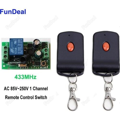433 Mhz Universal Wireless Remote Control Switch AC 110V 220V 1CH Relay Receiver Module and 2 Transmitter 433Mhz Remote Controls