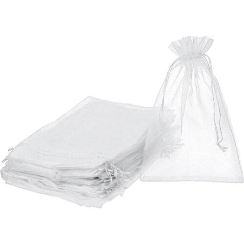 Pack of 100 Organza Gift Bags Drawstring Jewelry Candy Pouches for Wedding Birthday Party Favor Christmas Wrapping (7.9 x 11.8 I