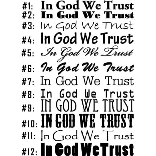 In God We Trust Stylish Different Fonts Car Stickers Covering The Body Vinyl Car Decals Black C7-1511
