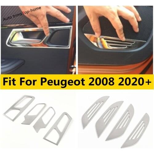 Yimaautotrims Inner Handle Bowl Frame / Door Stereo Speaker Loudspeaker Stainless Steel Cover Trim For Peugeot 2008 2020 2021
