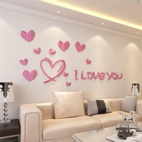 WS125 Love is full of Acrylic 3D living room bedroom entrance wall paste creative jewelry home creative warm sofa