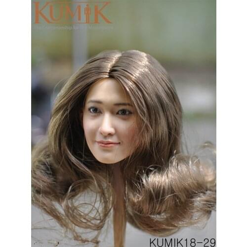 Kumik18-29 1/6 Female Head Sculpt Blond Long Hair Smile Beauty For 12'' TBleague Figure Doll