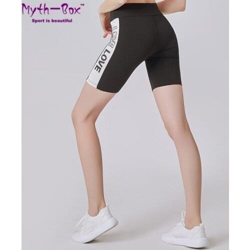 Women Yoga Shorts Breathable Sport Leggings Letter Print Shorts Elastic Gym Fitness Running Short Pants Woman High Waist Bottom