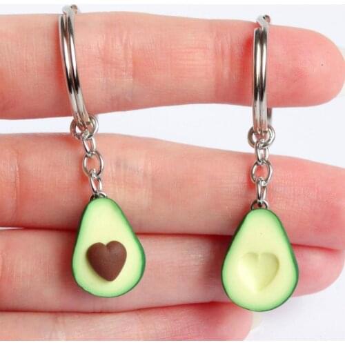 1 Pair Of Womens Fashion Green Avocado Bff Friendship Keychain Pendant, Cute Green Avocado Couple Keychain Girlfriend Boyfrien
