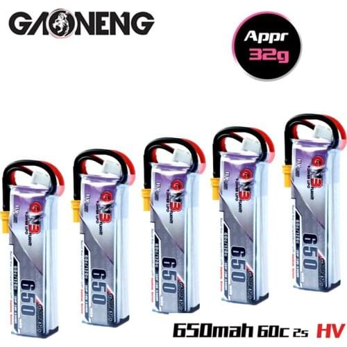 5PCS Gaoneng GNB 650mAh 2S 60C/120C HV Lipo battery With XT30 Plug For Emax Tinyhawk Kingkong LDARC TINY Whoop BetaFPV Drone