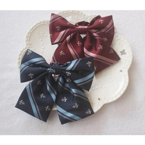 7Colors Flower Embroidery Striped Preppy Style British Japanese School Girls JK Uniform Bow Tie Students Neck Tie Cosplay